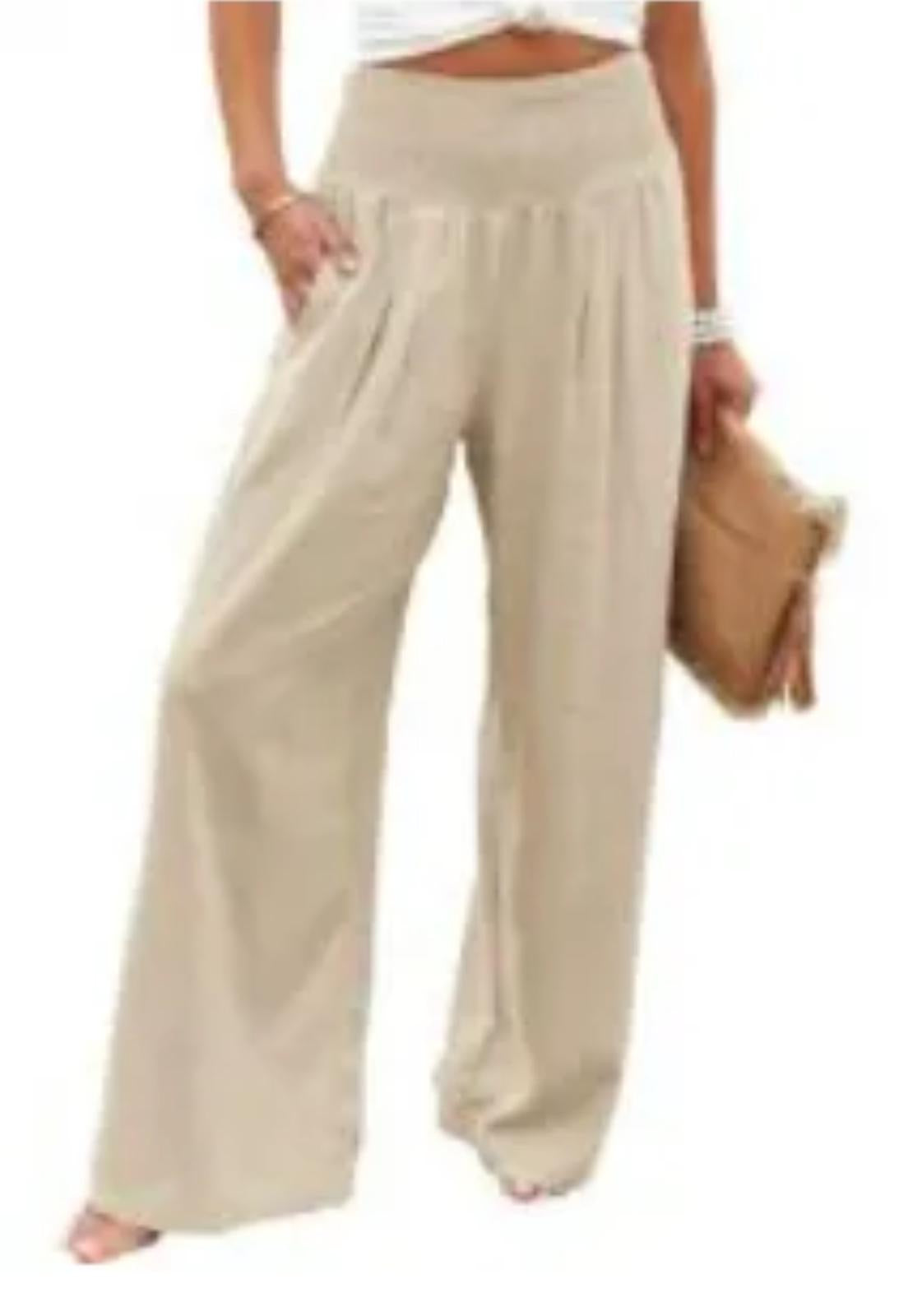 women casual cotton and linen wide pants