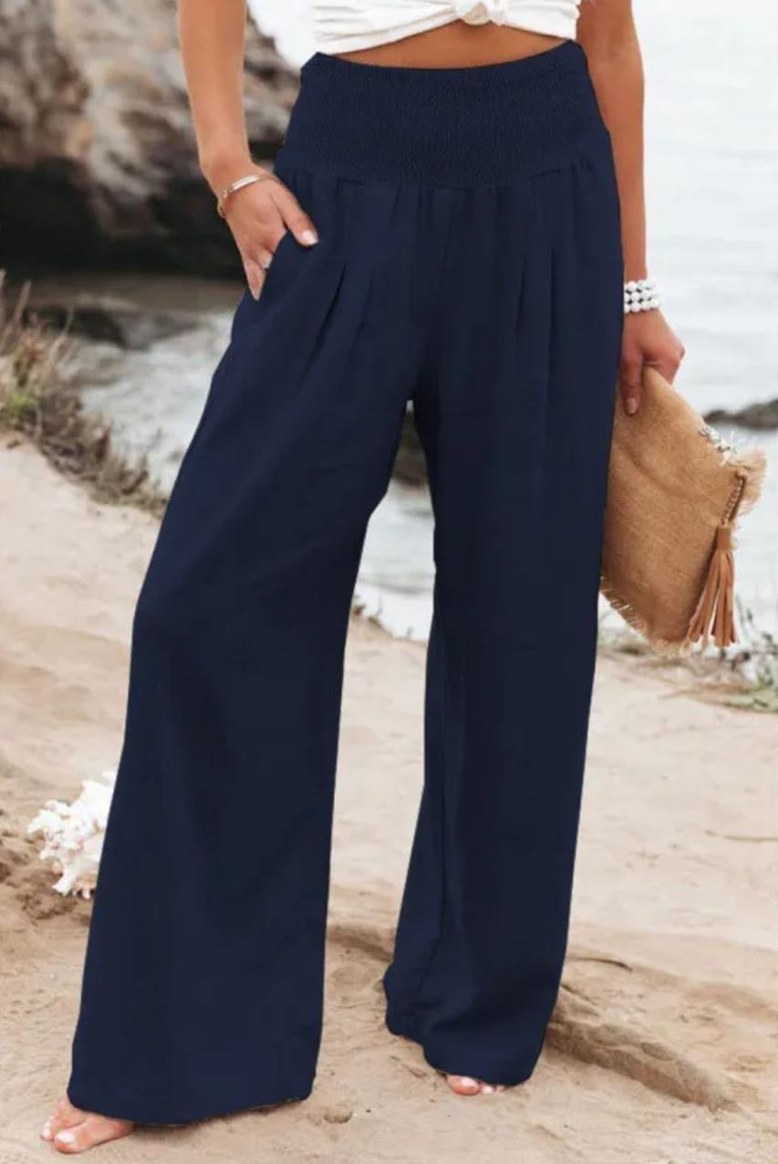 women casual cotton and linen wide pants