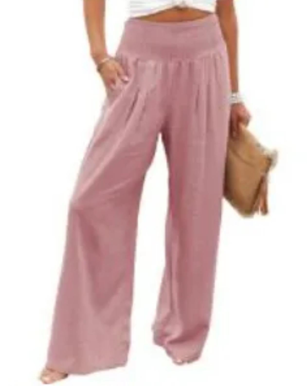 women casual cotton and linen wide pants