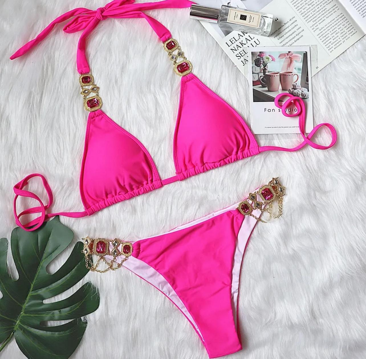 Women's Triangle Bikini Set Cheeky High Cut Sexy Two Piece Swimsuit Cute Halter Bathing Suit