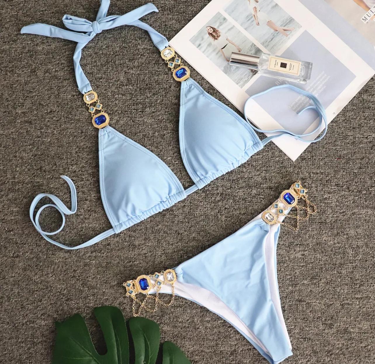Women's Triangle Bikini Set Cheeky High Cut Sexy Two Piece Swimsuit Cute Halter Bathing Suit